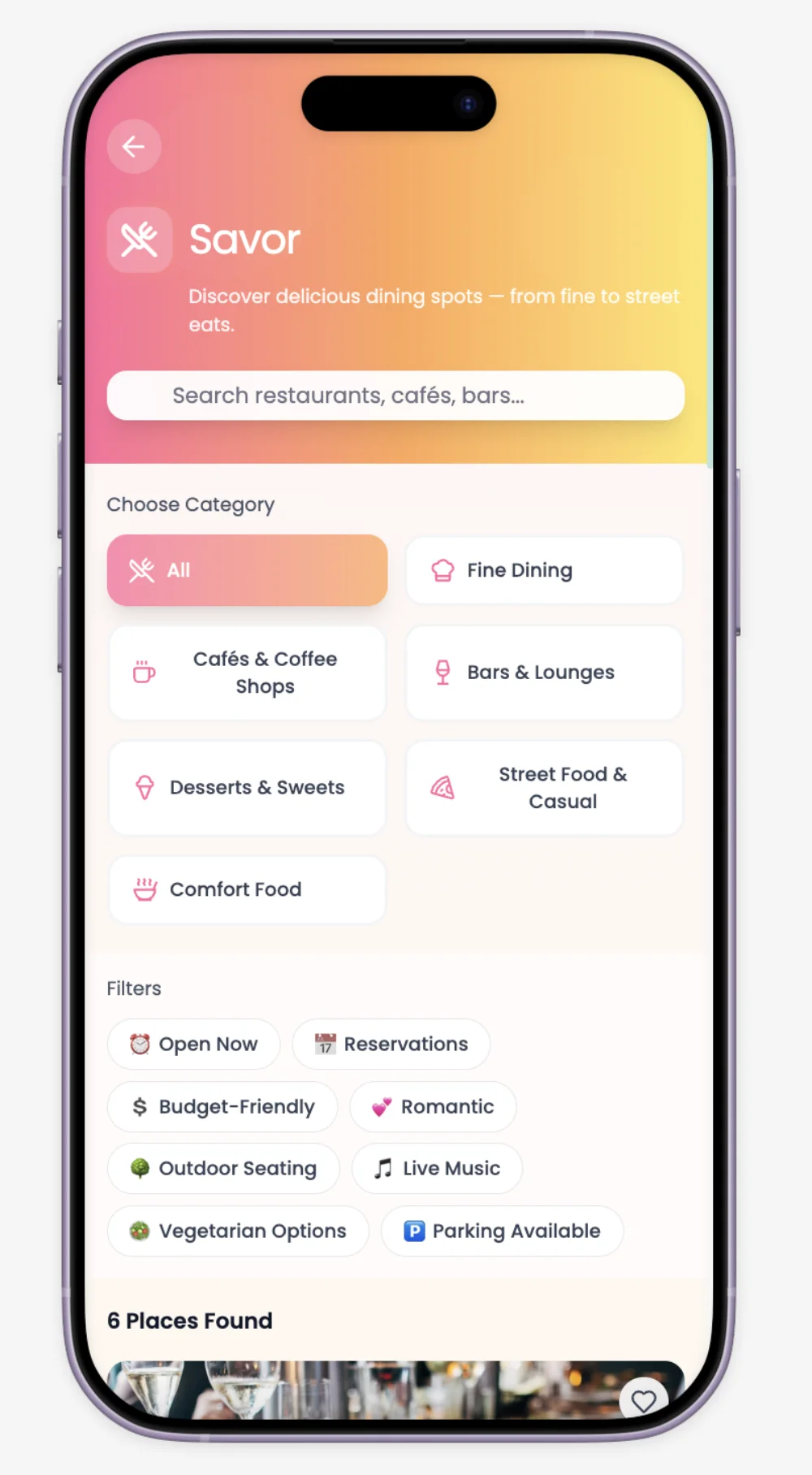 GlimpseGems Savor category with filters